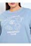 Plus Size Croissant Graphic Drop Shoulder T-Shirt and Pyjama Set - 3
