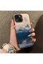 iPhone 15 Plus/14 Plus Compatible Silicone Edge Hard Back Anti Fall Case Mountain Peak Patterns