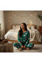 100% Cotton Green Long Sleeve Christmas Themed Pajama Set - 2