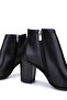 Women's Genuine Leather Black Leather Heeled Boots - 5