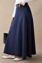 Scuba Flared Elastic Waist Navy Skirt - 4