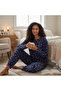 100% Cotton Long Sleeve Candy Cane Christmas Themed Navy Blue Winter Pajama Set with Elasticized Cuffs - 3