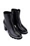 Women's Black Leather Heeled Boots - 2
