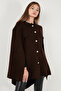 قصة فضفاضة Fit Poncho بياقة دائرية وأكمام طويلة مع أزرار على الأكمام PANÇO 4617015 - 4