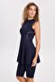 Sports Cut Navy Blue 4 Piece Semi-Closed Swimsuit Set 5014 - 4