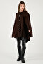 قصة فضفاضة Fit Poncho بياقة دائرية وأكمام طويلة مع أزرار على الأكمام PANÇO 4617015 - 6