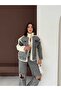 Dame Women's Jean Paneled Zippered Lamb Plush Coat - 2