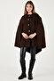 قصة فضفاضة Fit Poncho بياقة دائرية وأكمام طويلة مع أزرار على الأكمام PANÇO 4617015 - 2