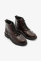 Burgundy Patent Leather Genuine Leather Lace-Up Brogue Detailed Women's Boots - 2