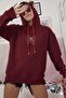 Women's Burgundy Bow Stone Hooded Winter Sweatshirt - 3