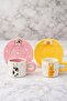 Animal Figured Ceramic Cup & Saucer Set of 2 (Pink Cow + Yellow Giraffe) - 2