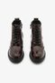 Burgundy Patent Leather Genuine Leather Lace-Up Brogue Detailed Women's Boots - 3