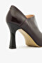 Burgundy Patent Leather Genuine Leather Pointed Toe Zippered Heeled Bootie Boots - 6
