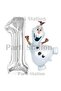 Frozen Olaf Concept 1 Year Old Silver Foil Number Balloon Set