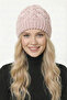 Women's Pink Color Hair Braid Patterned Winter Knitwear Beanie - Soft Textured Warm Hat - 2
