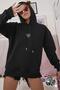 Women's Black Heart Trock Stone Hooded Winter Sweatshirt - 3
