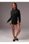 Black Adjustable Waist Drawstring Long Sweatshirt Tunic - Comfortable Fit Casual Women's Top - 4