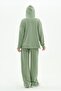 Maternity Adjustable Waist Front Zipper Hooded Tracksuit Set Green - 7