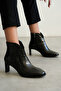 Women's Black Boots with Side Zipper and Stylish Heel