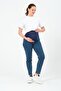 Maternity Stretchy Belly Band Adjustable Waist Mom Fit Pants Blue - 3