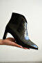 Women's Black Boots with Side Zipper and Stylish Heel - 2