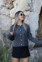 Anthracite Standard Size Glitter Buttoned Cardigan - 2