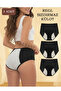 3-Piece Black Women's High-Waisted Absorbent Menstrual Panties Suitable for Daily Use