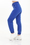 Women's Elastic Waist, Lace-Up Front, Elasticated Cuffs, Two-Thread, Navy Blue Color Sweatpants. - 2