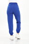 Women's Elastic Waist, Lace-Up Front, Elasticated Cuffs, Two-Thread, Navy Blue Color Sweatpants. - 3