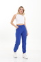 Women's Elastic Waist, Lace-Up Front, Elasticated Cuffs, Two-Thread, Navy Blue Color Sweatpants. - 6