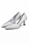 Stiletto Women's Silver Stone Pointed Toe Heeled Shoes - 5