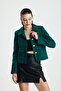 Women's Gold Button Blazer Tweed Jacket - 5