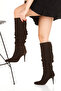 Women's Genuine Leather Stiletto Heeled Boots 7028 Brown Suede