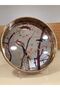 Tray Wooden Mirror Detail Bird Pattern Round Flat Tray Model Color Antique Aged Medium Size Diameter 35 cm - 4
