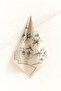 Minimal Floral Patterned Satin Scarf 50X50 cm |   Cream Geometric Women's Bandana - 2