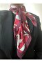 Imported Satin Red Flower Patterned 70*70 Stylish Women's Scarf - 5
