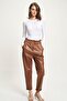 Waist gathered leather carrot pants 0098 r5-f-k2 - 2