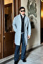 Men's Regular Fit Buttoned Pocketed Winter Lined Classic Long Light Gray Cashmere Coat - 2