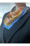 Imported Satin Blue Orange Colored Patterned 70*70 Stylish Women's Scarf - 3