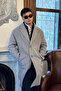 Men's Regular Fit Buttoned Pocketed Winter Lined Classic Long Light Gray Cashmere Coat - 4