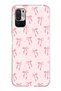 Redmi Note 10 5g Compatible Soft Pink Bow Patterned Printed Silicone Case