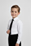 Boys' Long Sleeve White Shirt and Black Tie Set - 3
