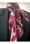 Imported Satin Red Flower Patterned 70*70 Stylish Women's Scarf - 4