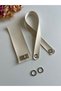 Bird-Eye Strap and Cover Set Made of Faux Leather for Knitted Bags, Silver Color Metallic