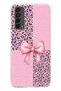 Huawei P Smart 2021 Compatible Pink Leopard Pattern and Ribbon Printed Silicone Case