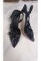 Black Skin Women's Heeled Shoes with Double Strap Buckle Detail - 4