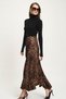 Multi Leopard Patterned Pleated Long Skirt 4071 R3-I-K1 - 4
