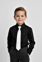 Boys' Long Sleeve Black Shirt and White Tie Set