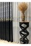 Palace Series Gold Damask Embroidered Background Curtain - Black Gray Background Curtain with Frequent Pleats Single Panel - 2