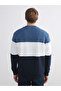 Lcw Vision Blue Crew Neck Color Block Men's Sweatshirt - 4